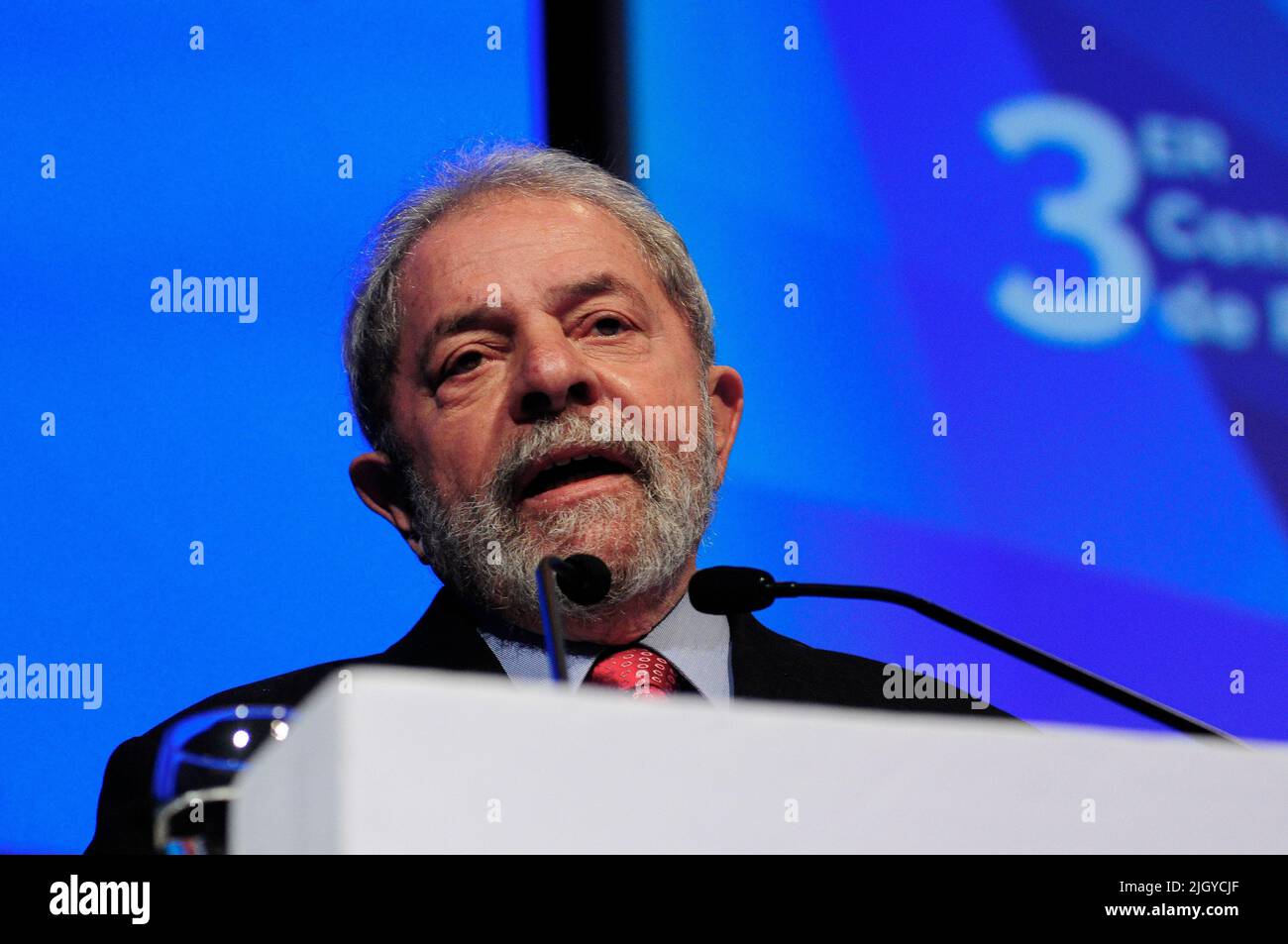 L'ancien président brésilien Luiz Inacio da Silva connu sous le nom de Lula lors d'une conférence Banque D'Images