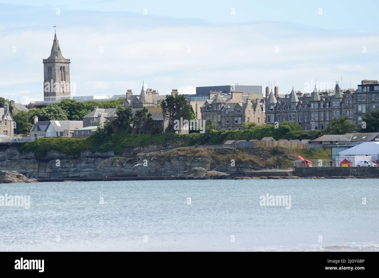 150th Open Golf, St Andrews, Écosse, 13 juillet 2022, la veille du début du tournoi principal, vues de St Andrews depuis West Sands Banque D'Images