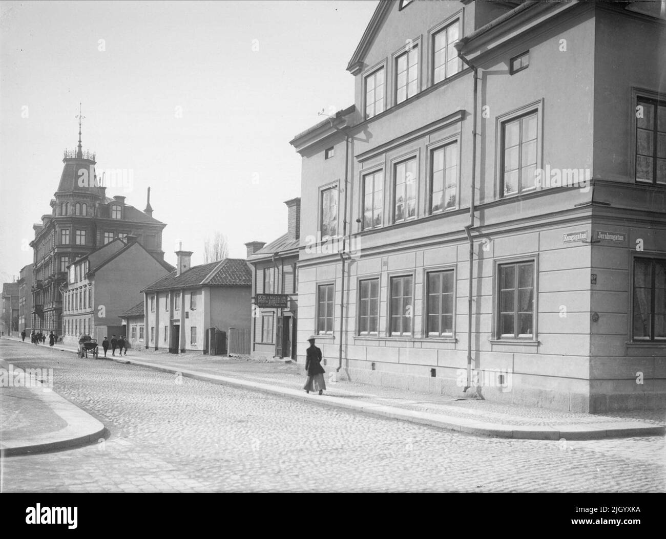 Kungsgatan à l'intersection avec St. Olofsgatan, Uppsala 1901 - 1902. Kungsgatan à l'intersection avec St. Olofsgatan, Uppsala 1901 - 1902 Banque D'Images