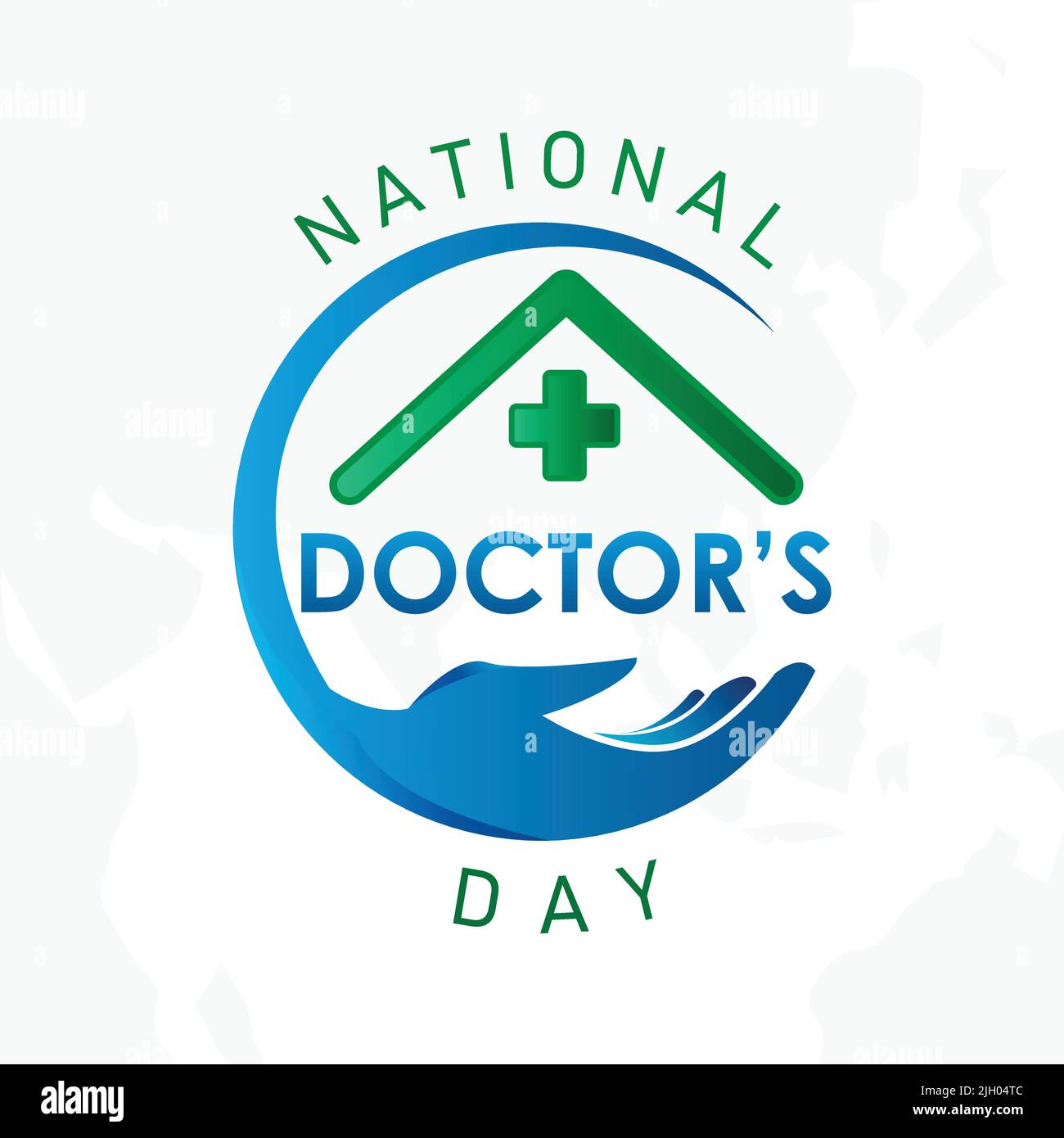 Lettre typographique Journée nationale des médecins avec le toit et la main. Lettre Journée nationale des médecins pour la conception d'éléments. Illustration vectorielle EPS.8 EPS.10 Illustration de Vecteur