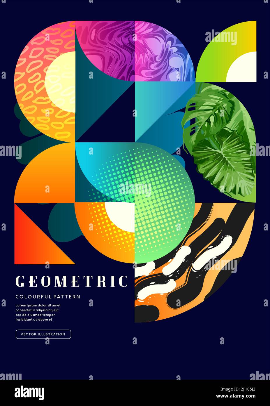Formes géométriques colorées, textures et fond de motif. Illustration vectorielle Illustration de Vecteur