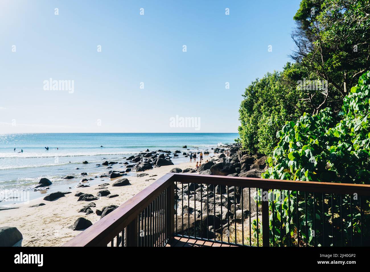 Plage Greenmount depuis le pont de Coolangatta sur la Gold Coast Banque D'Images