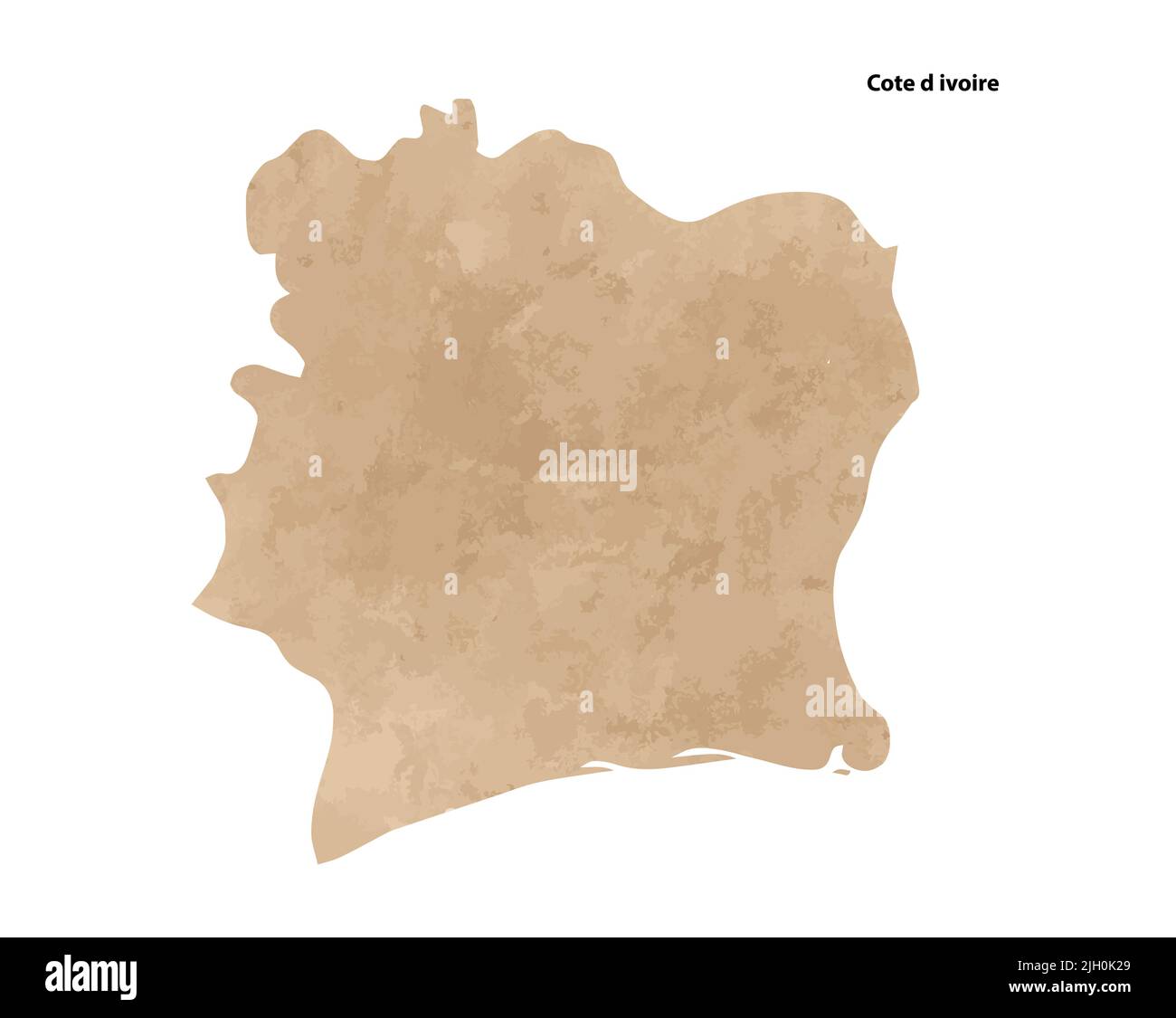 Ancienne carte texturée de la Côte d'ivoire - illustration vectorielle sur papier vintage Illustration de Vecteur