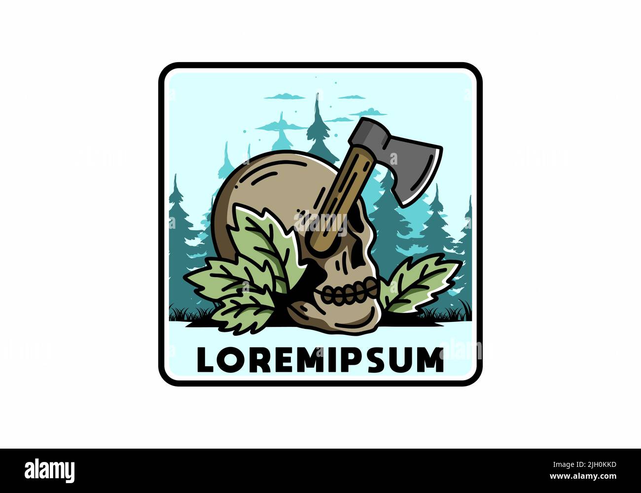 Illustration d'une hache coincée dans le crâne Illustration de Vecteur