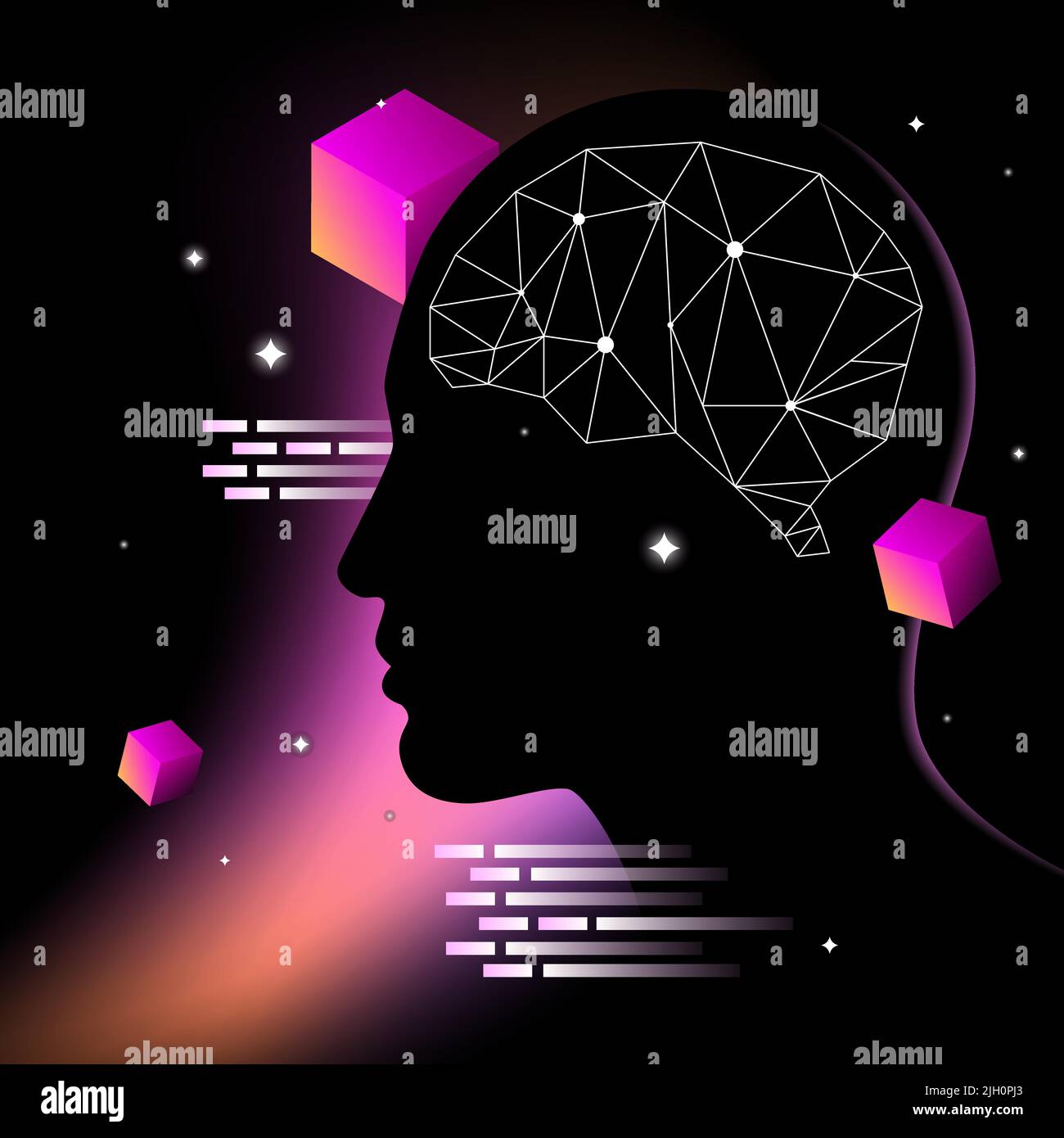 Illustration de l'apprentissage de la machine. Human Brain Graphics. Eléments abstraits. Illustration vectorielle Illustration de Vecteur