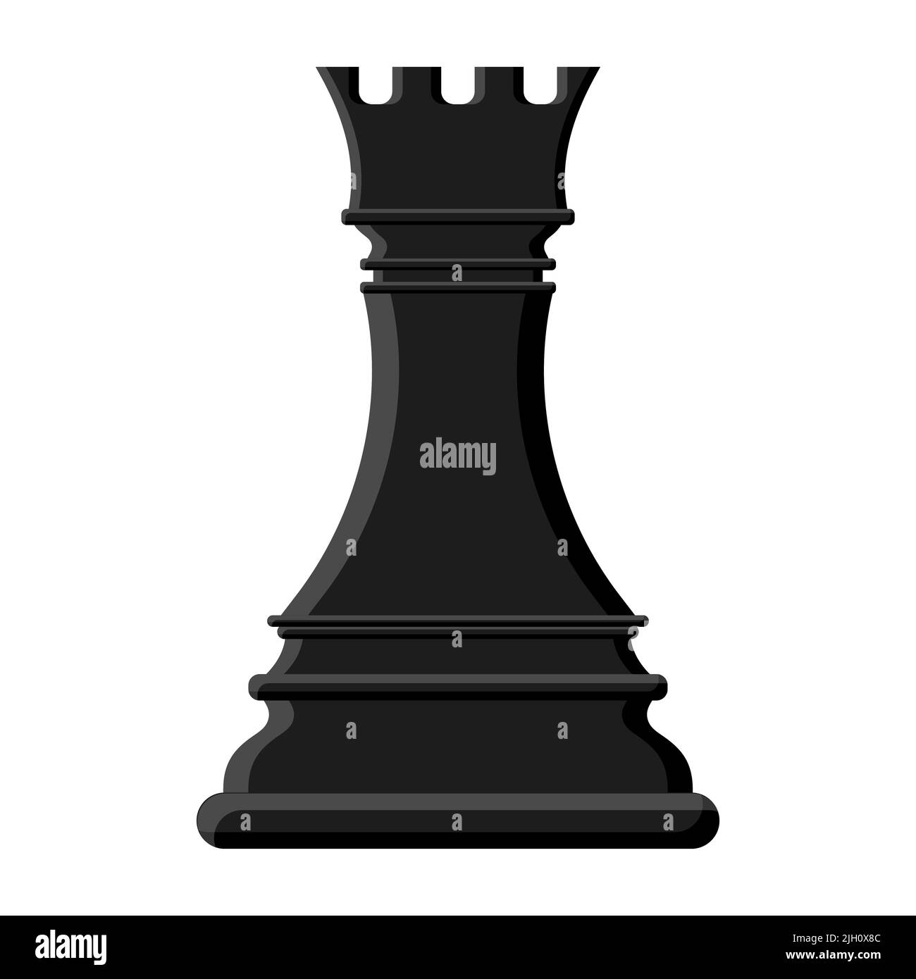 Un rook d'échecs noir de dessin animé isolé sur fond blanc. Icônes d'échecs. Illustration vectorielle pour la conception Illustration de Vecteur