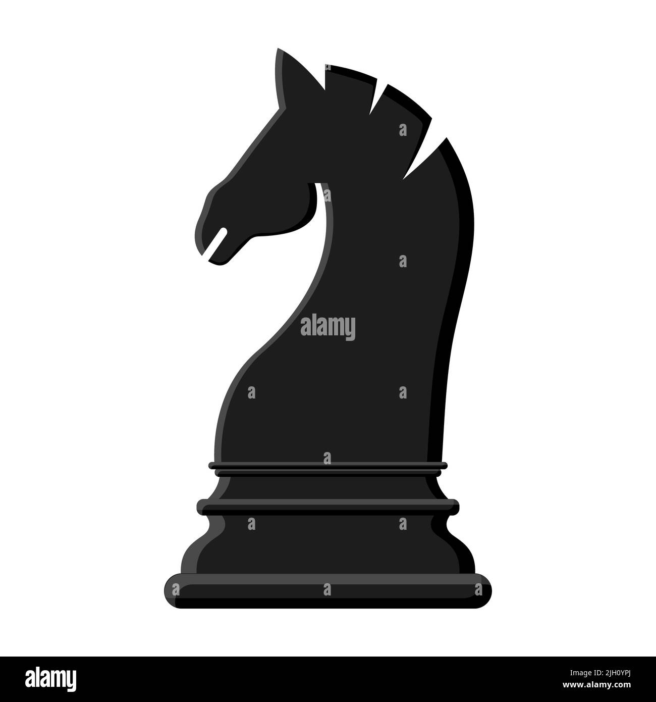 Chevalier noir d'échecs de dessin animé isolé sur fond blanc. Icônes d'échecs. Illustration vectorielle pour la conception Illustration de Vecteur