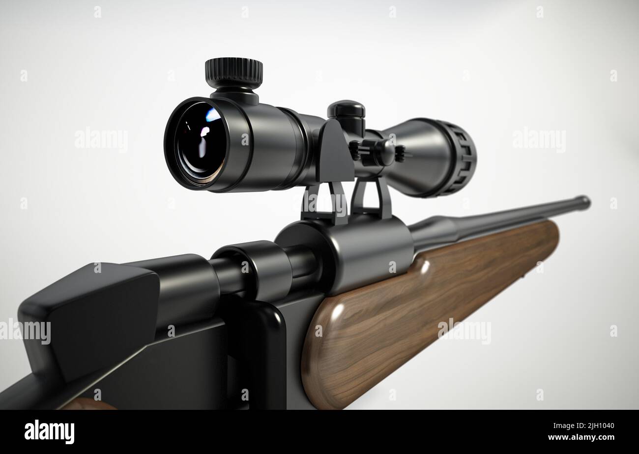 La portée du fusil est fixée sur le fusil de chasse. 3D illustration. Banque D'Images