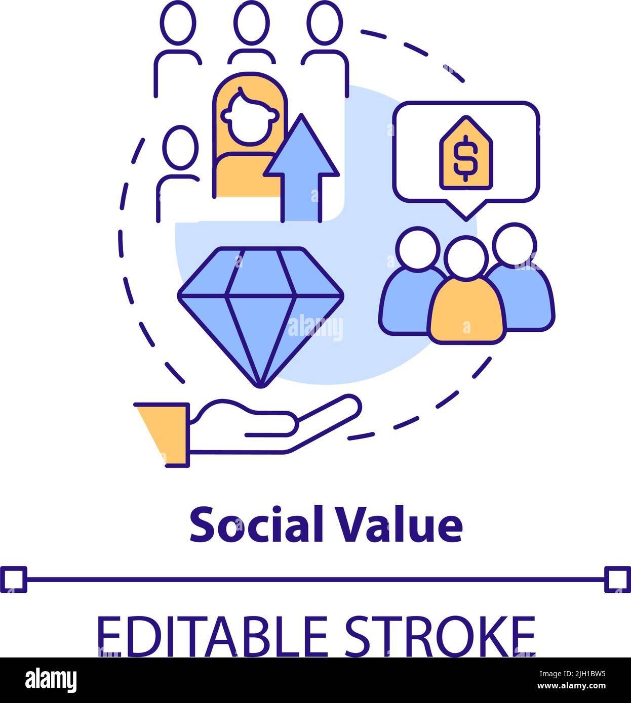Icône de concept de valeur sociale Illustration de Vecteur