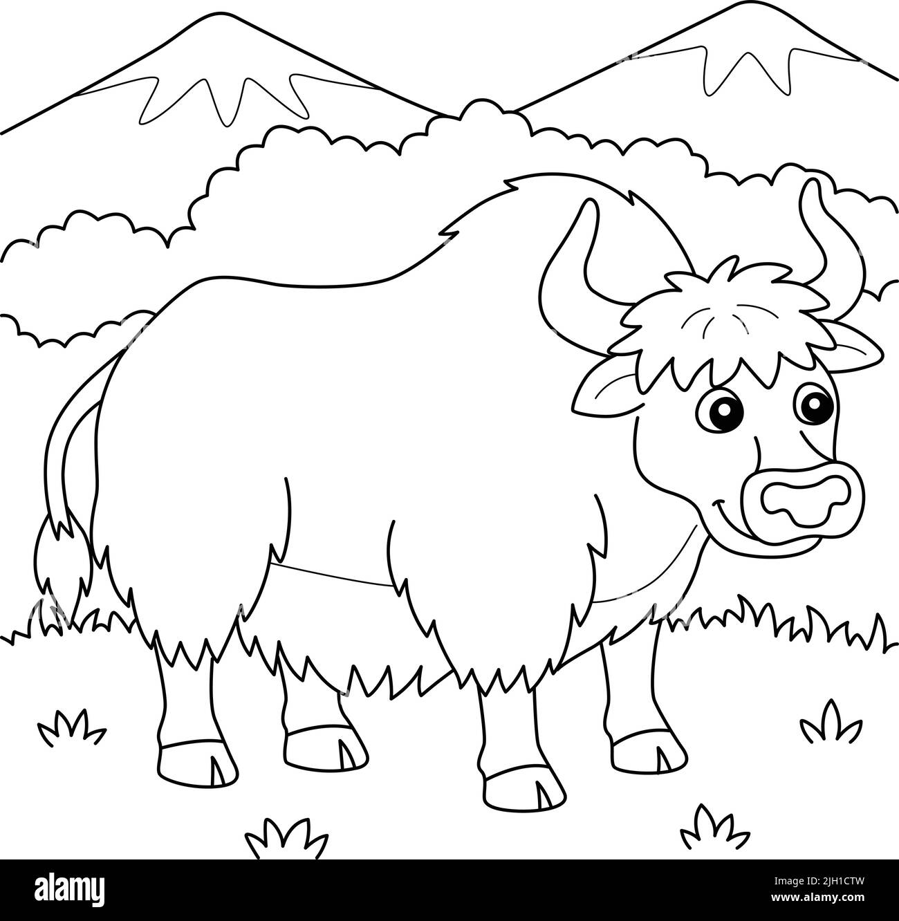 Yak Animal coloriage page pour enfants Illustration de Vecteur