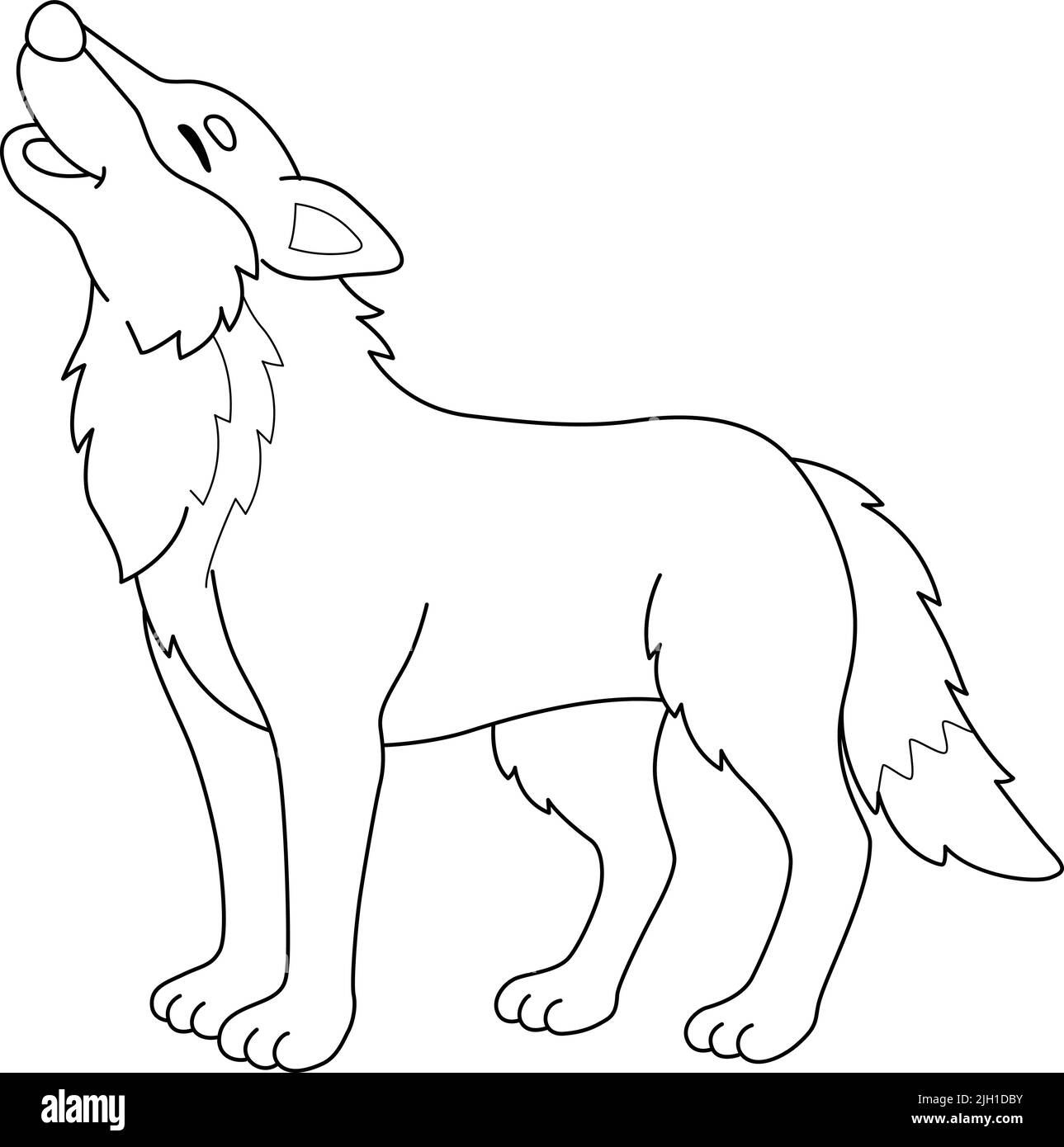 Page de coloriage animal loup pour enfants Illustration de Vecteur