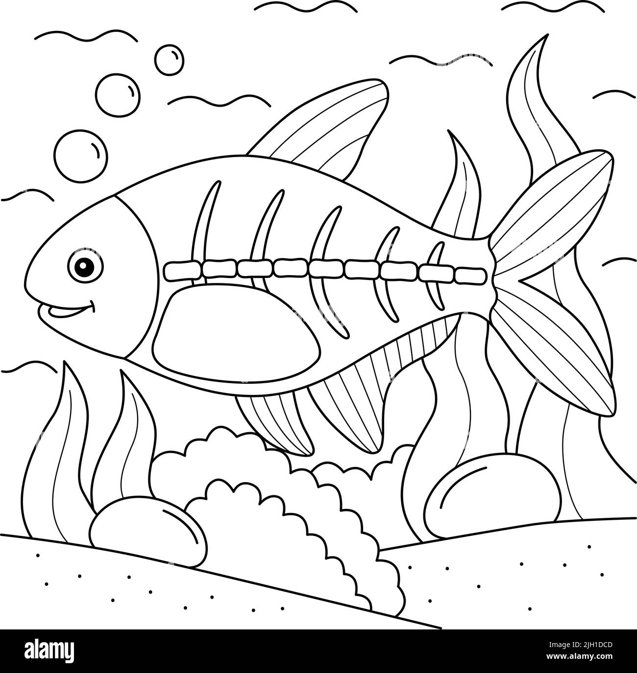 X-ray Fish Animal coloriage page pour enfants Illustration de Vecteur