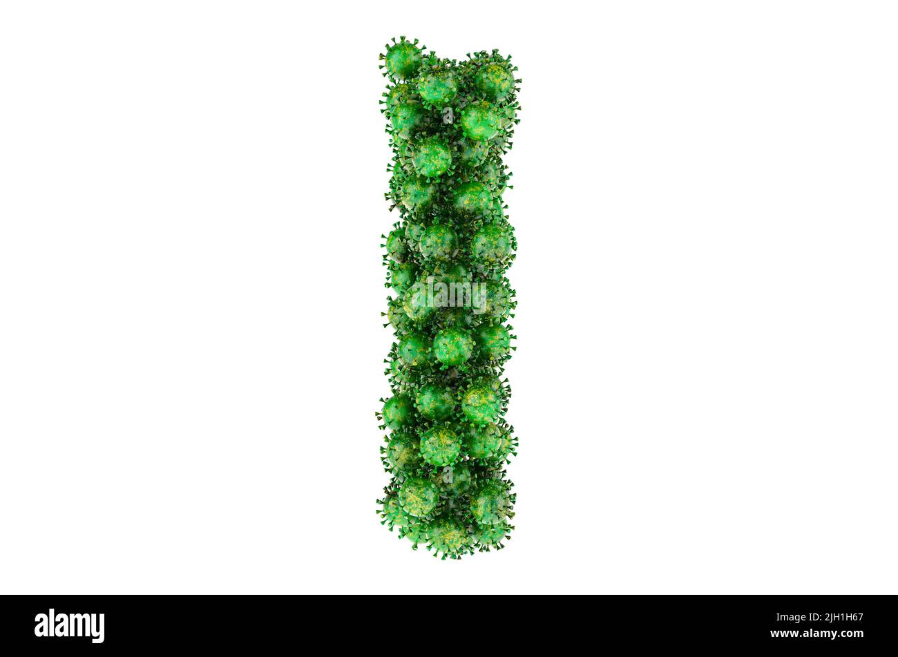 Lettre I des virus verts. 3D rendu isolé sur fond blanc Banque D'Images