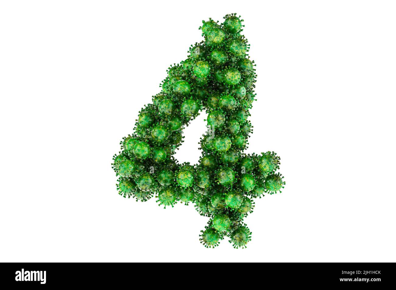 Numéro 4 des virus verts. 3D rendu isolé sur fond blanc Banque D'Images