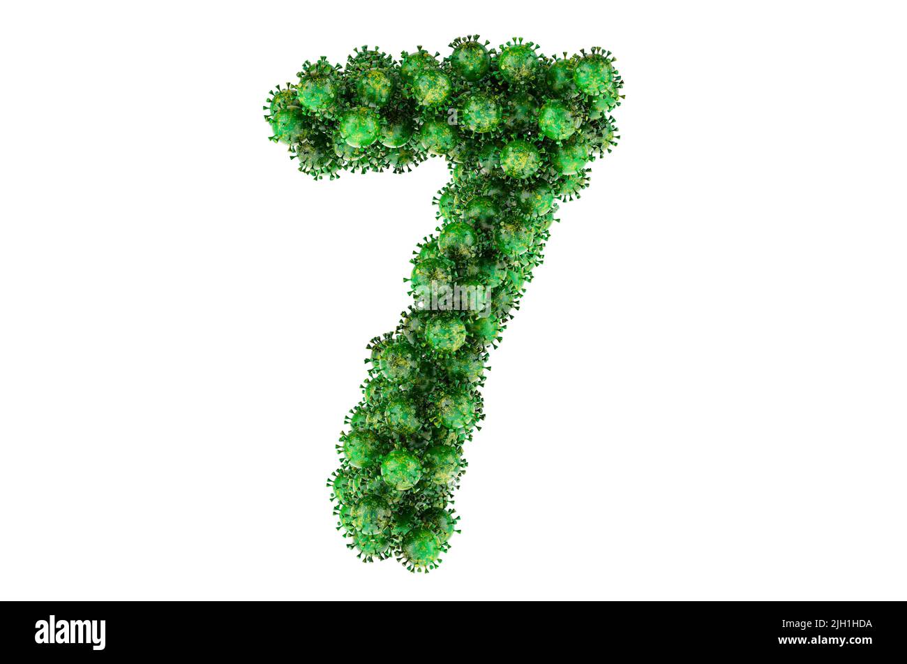 Numéro 7 des virus verts. 3D rendu isolé sur fond blanc Banque D'Images