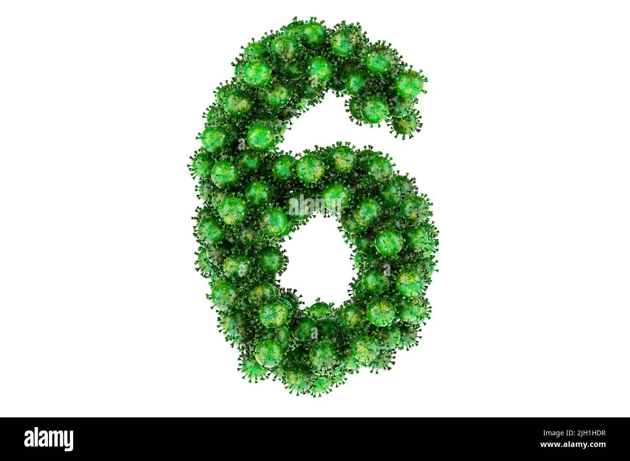 Numéro 6 des virus verts. 3D rendu isolé sur fond blanc Banque D'Images