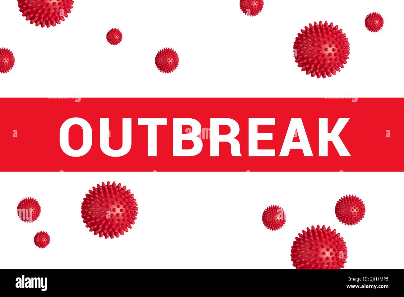 Titre rouge avec inscription ÉPIDÉMIE sur blanc avec modèle abstrait de souche du virus Covid-19. Coronavirus confirmé comme pandémie par l'Organisation mondiale de la santé Banque D'Images