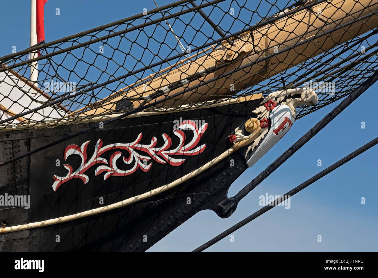 Bow, Musée du bateau à voile Passat, Priwall, Travemünde, Lübeck, Schleswig-Holstein, Allemagne Banque D'Images