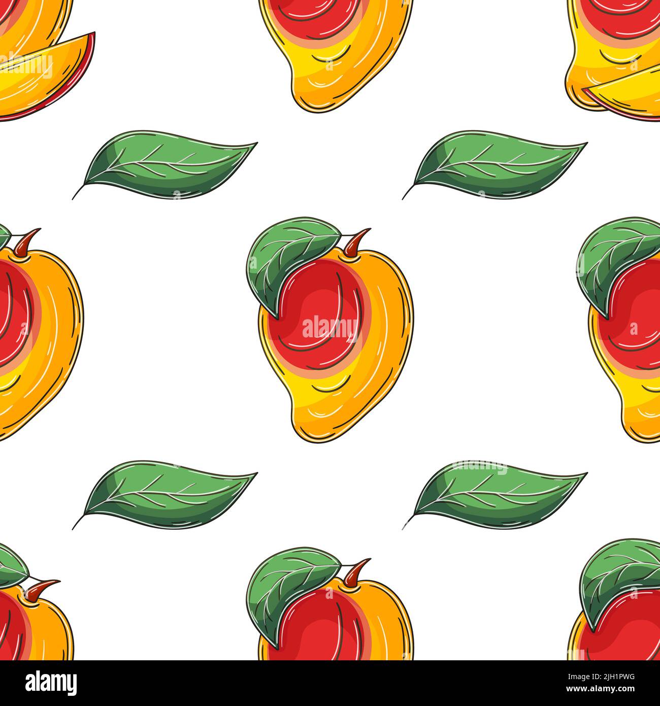 Motif sans couture pour la cuisine, le restaurant ou le magasin. Mangue. Illustration en mode dessin manuel. Peut être utilisé pour le tissu et etc Illustration de Vecteur