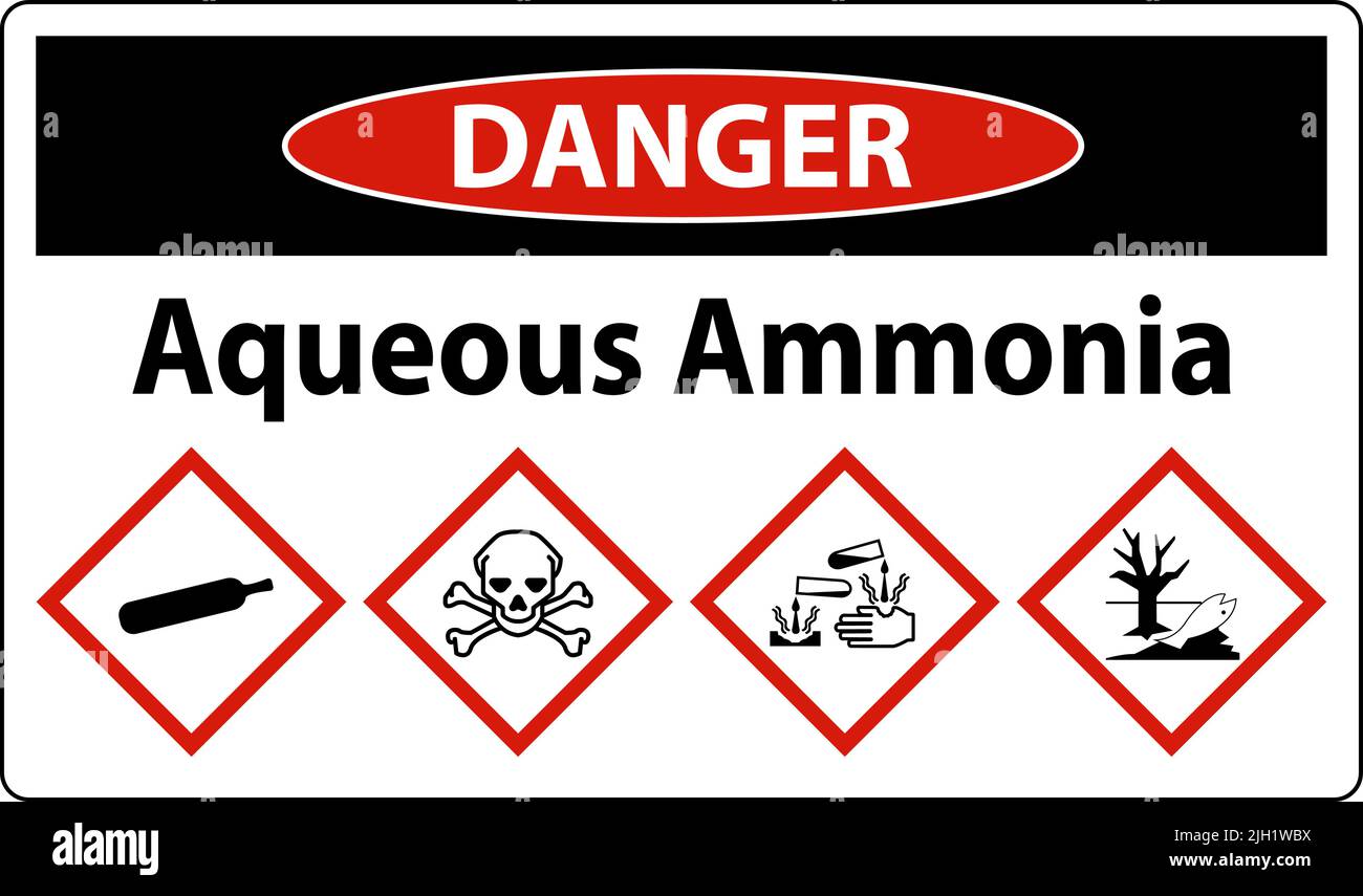 Danger ammoniac aqueux GHS signe sur fond blanc Illustration de Vecteur