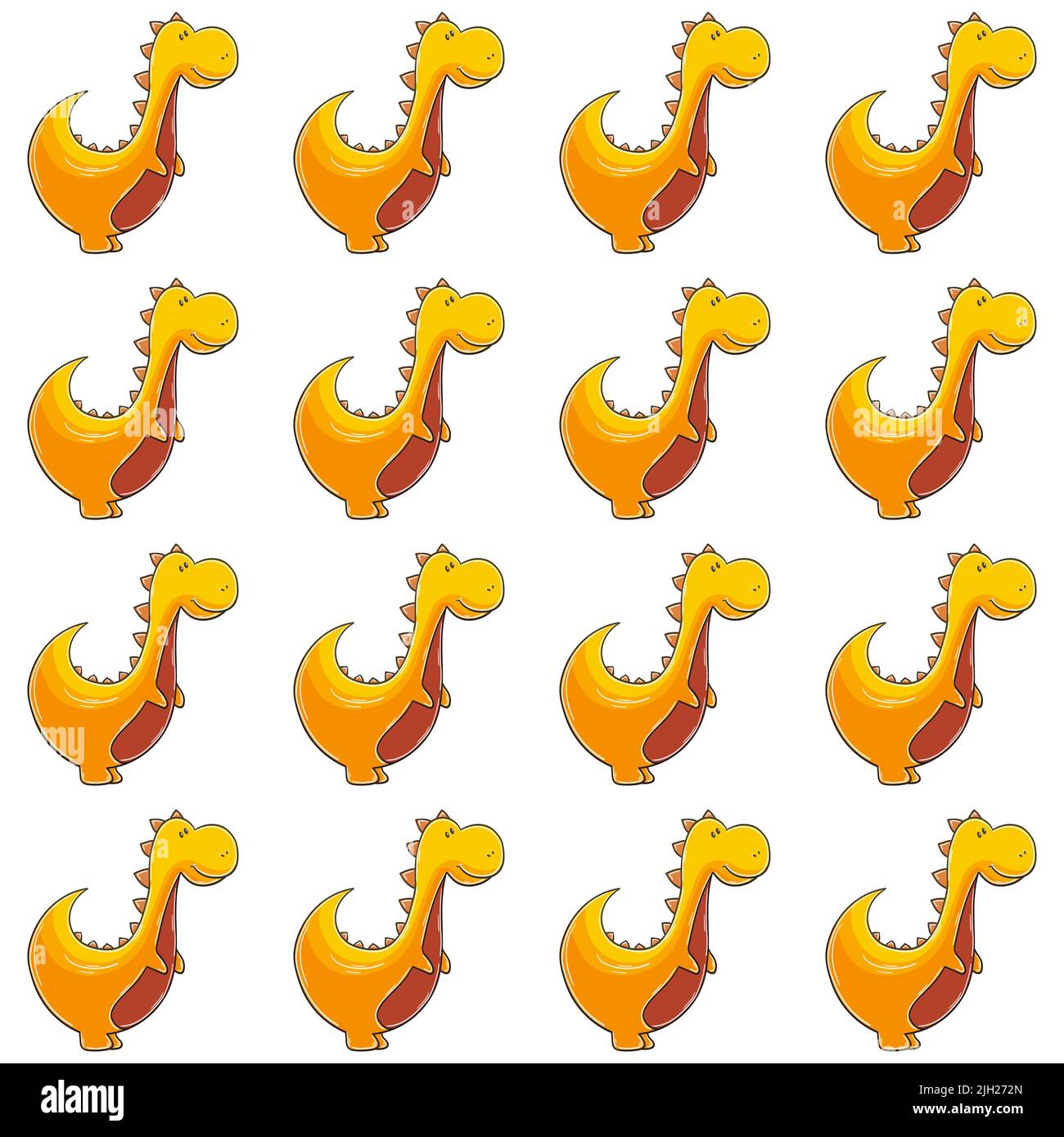 Joli motif dinosaure amusant pour enfants. Arrière-plan vectoriel de dinosaures orange. Imprimé pour un motif en tissu Illustration de Vecteur