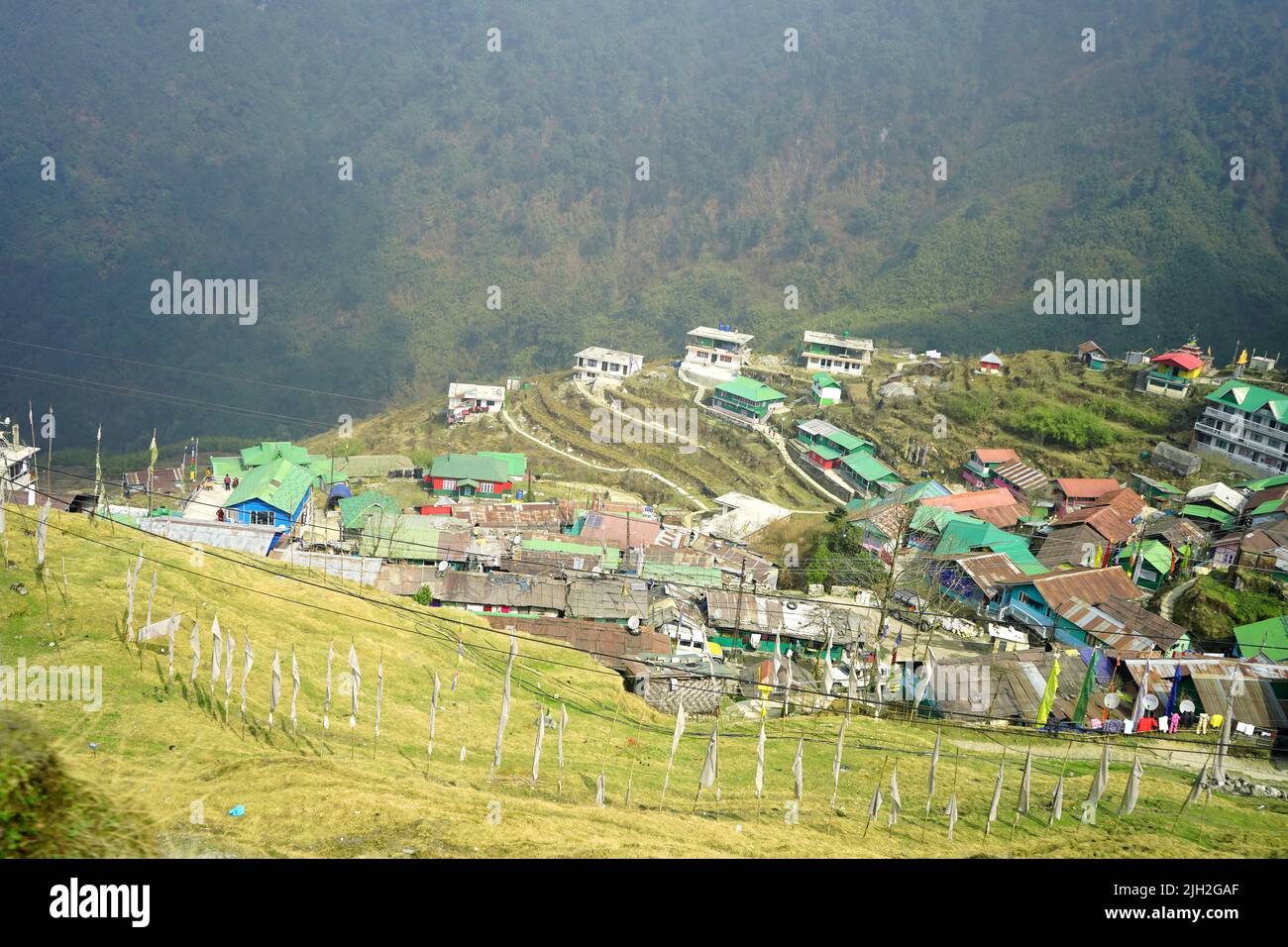 Un petit village dans le Sikkim Banque D'Images