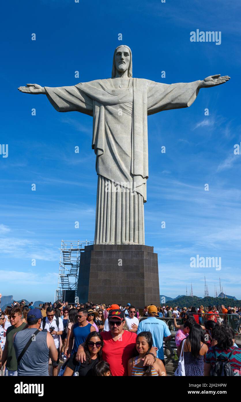 Statue du Christ Rédempteur, Corcovado, Rio de Janeiro, Brésil Banque D'Images