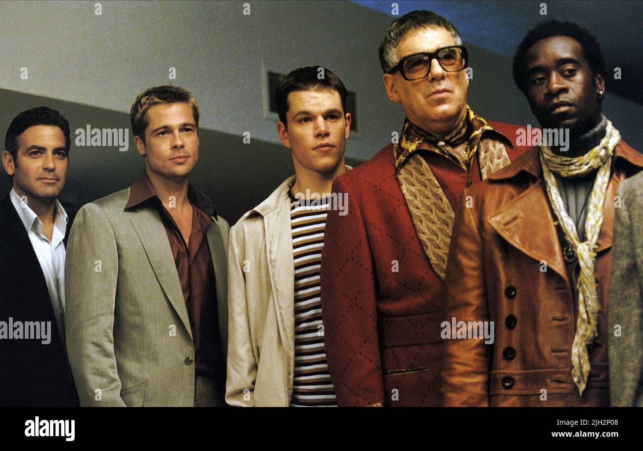 CLOONEY,PITT,DAMON,GOULD,CHEADLE, OCEAN'S ONZE, 2001 Banque D'Images