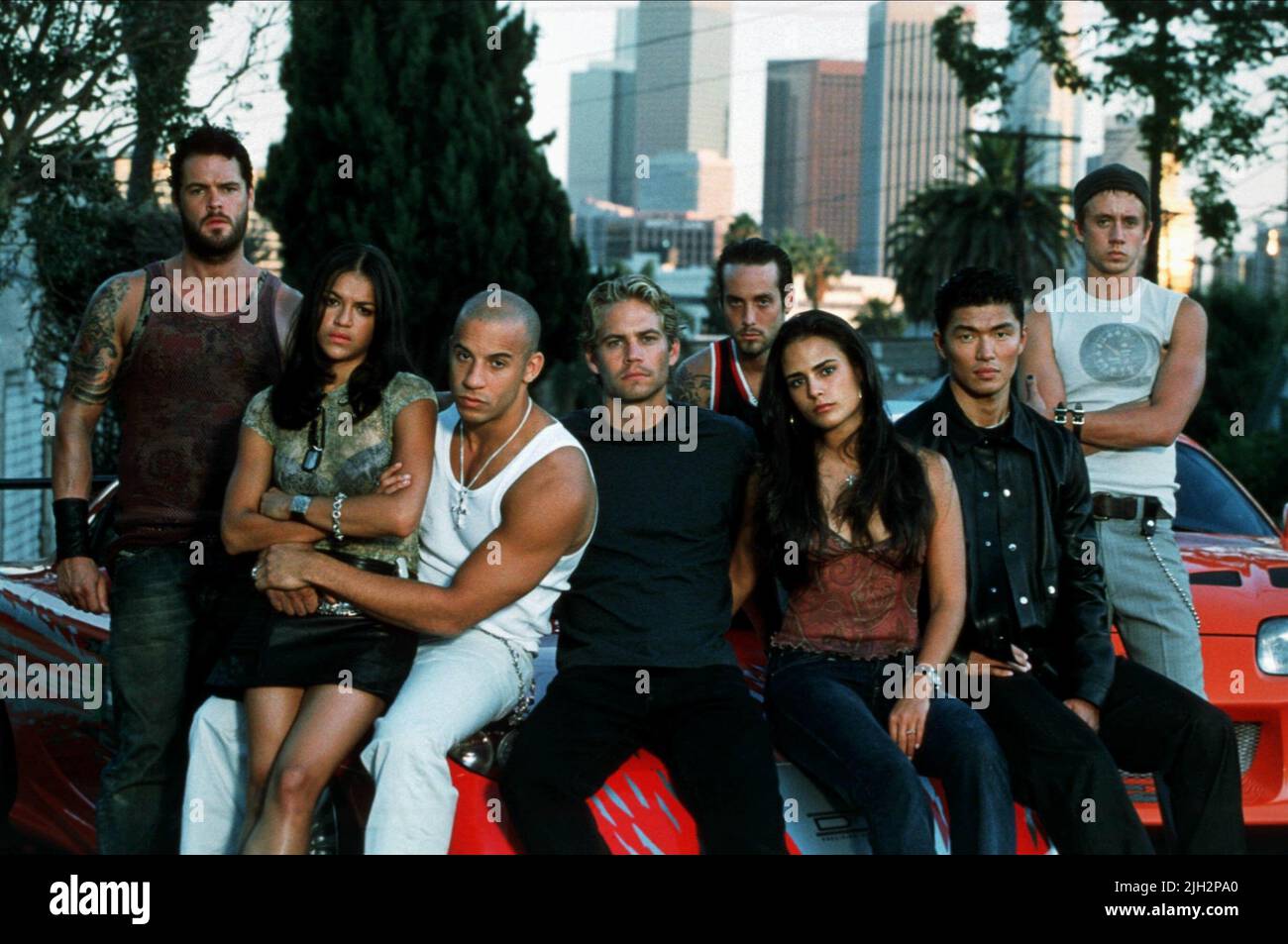 SCHULZE,RODRIGUEZ,DIESEL,WALKER,STRONG,BREWSTER,YUNE,LINDBERG, LE RAPIDE ET LE FURIEUX, 2001 Banque D'Images