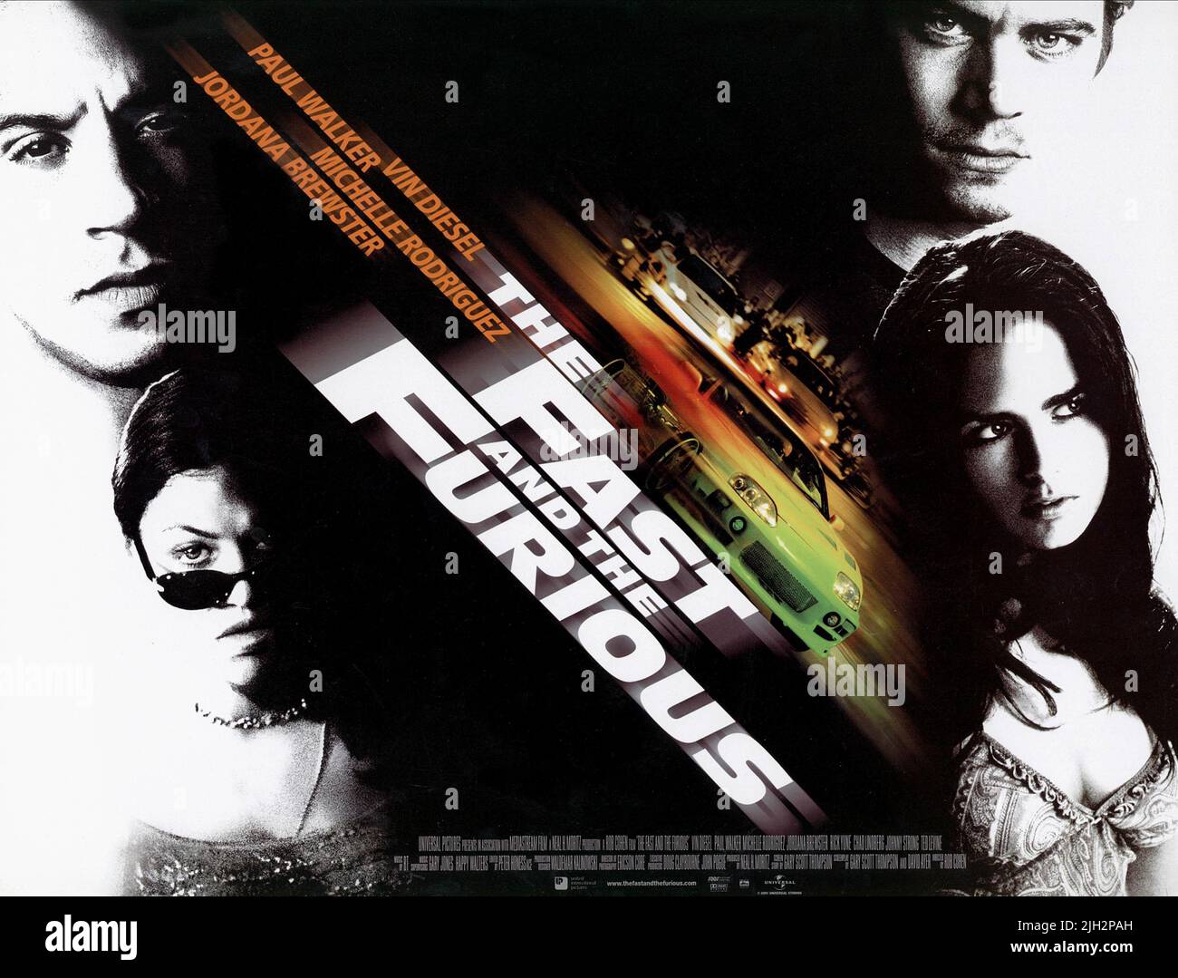 DIESEL,RODRIGUEZ,WALKER,AFFICHE, LE RAPIDE ET LE FURIEUX, 2001 Banque D'Images