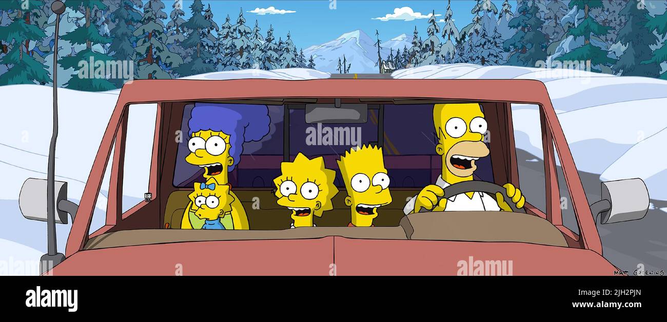 MARGE,MAGGIE,LISA,BART,HOMER, THE SIMPSONS FILM, 2007 Banque D'Images
