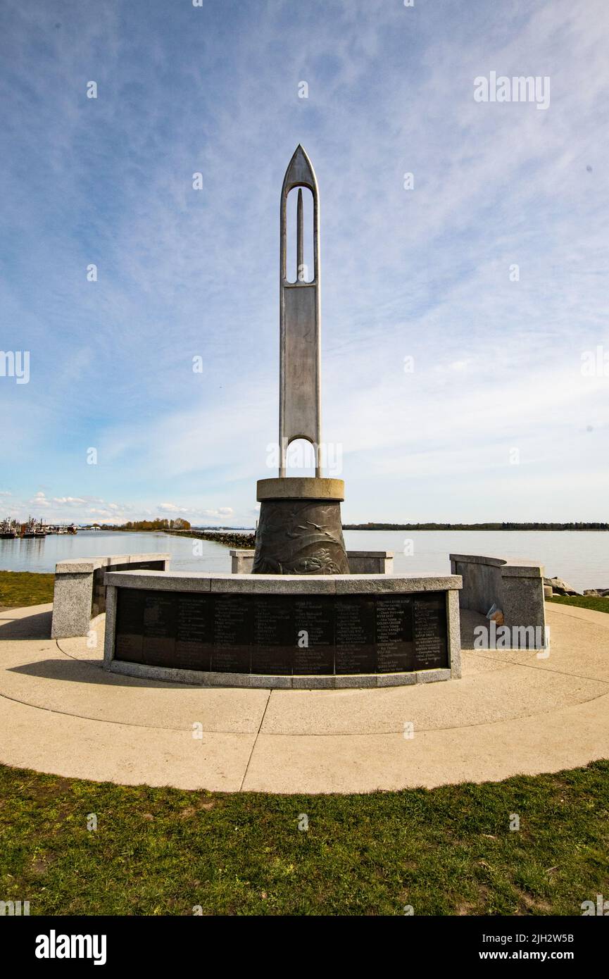 Steveston Fisherman's Memorial à Garry point, Richmond (Colombie-Britannique), Canada Banque D'Images