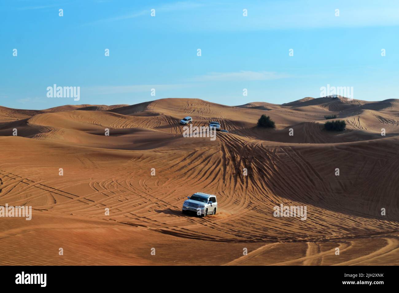 Safari aventureux dans le désert de Dubaï, Émirats arabes Unis Banque D'Images