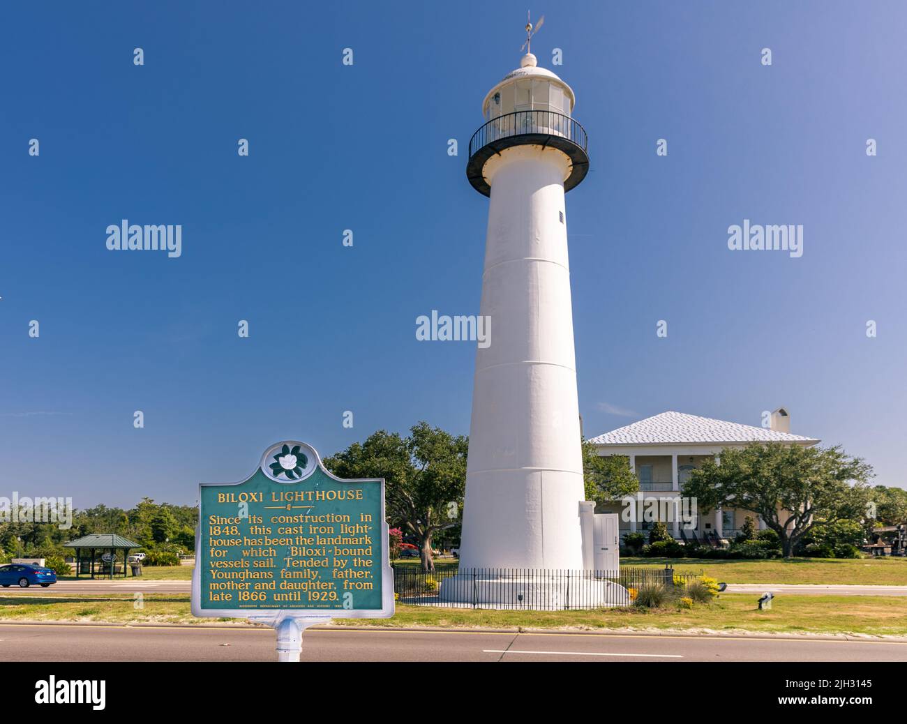 Biloxi, MS - 18 juin 2022 : le phare de Biloxi, construit en 1848. Banque D'Images