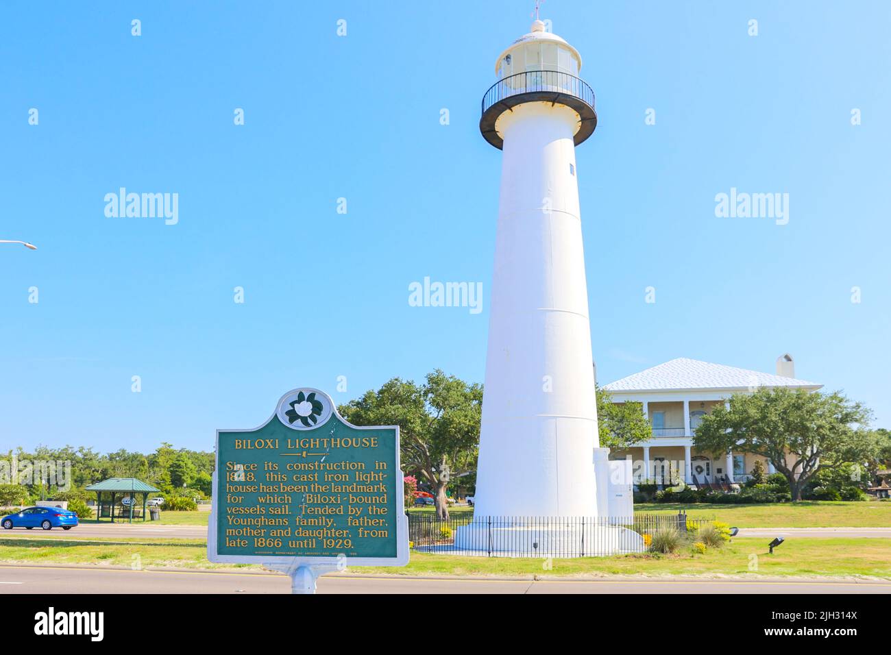 Biloxi, MS - 18 juin 2022 : le phare de Biloxi, construit en 1848. Banque D'Images