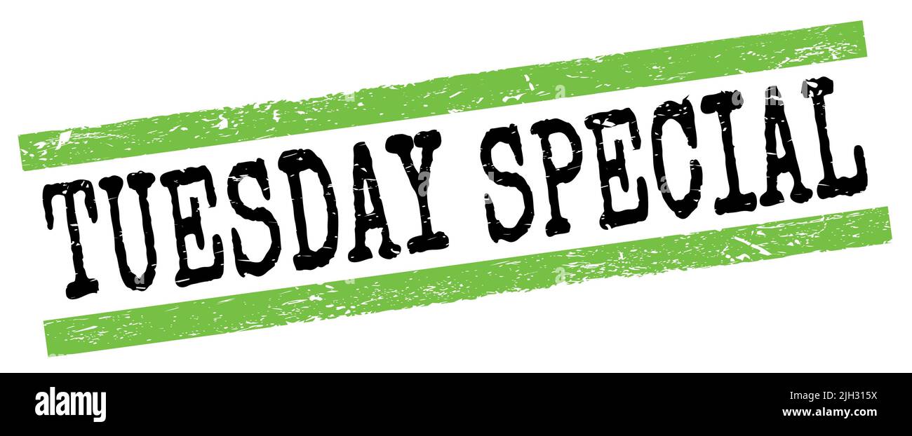 MARDI TEXTE SPÉCIAL écrit sur le signe de timbre vert-noir de lignes grungy. Banque D'Images
