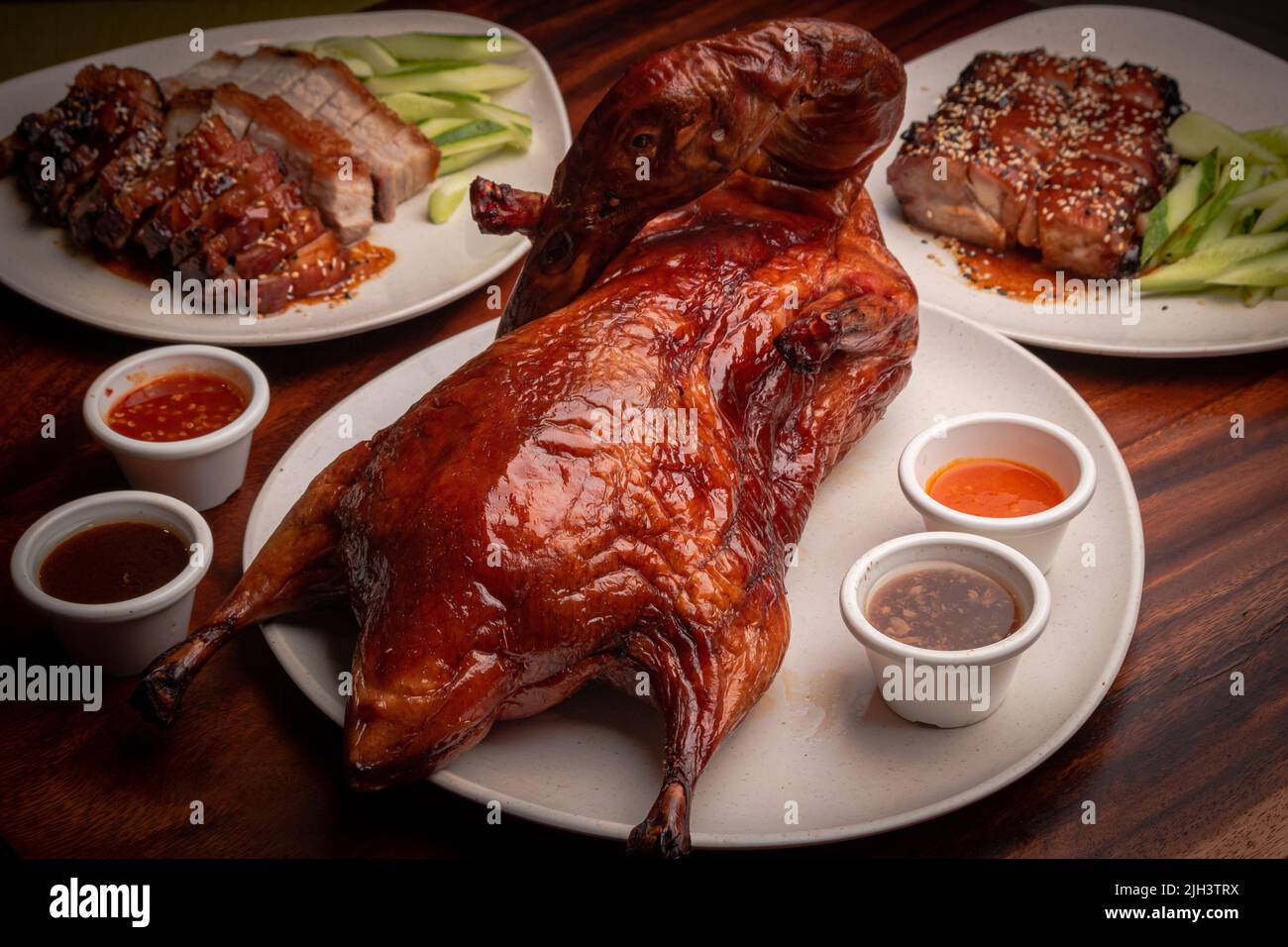 Chinese crispy roasted belly pork duck Banque de photographies et d ...