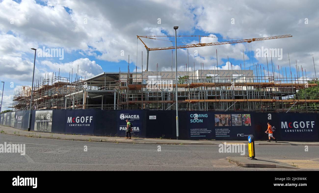 McGoff Construction, site de pub de Spring Bank, sera la nouvelle maison de soins de Grappenhall, Warrington, Cheshire, Angleterre, Royaume-Uni, WA4 2QL Banque D'Images