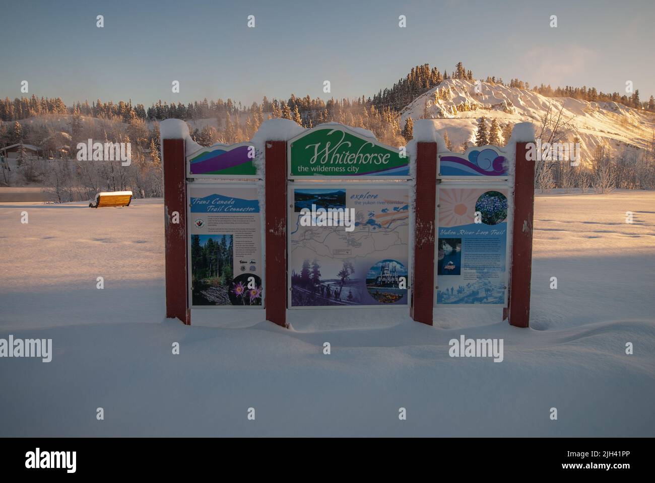 Whitehorse le panneau Wilderness City à Whitehorse, Yukon, Canada Banque D'Images