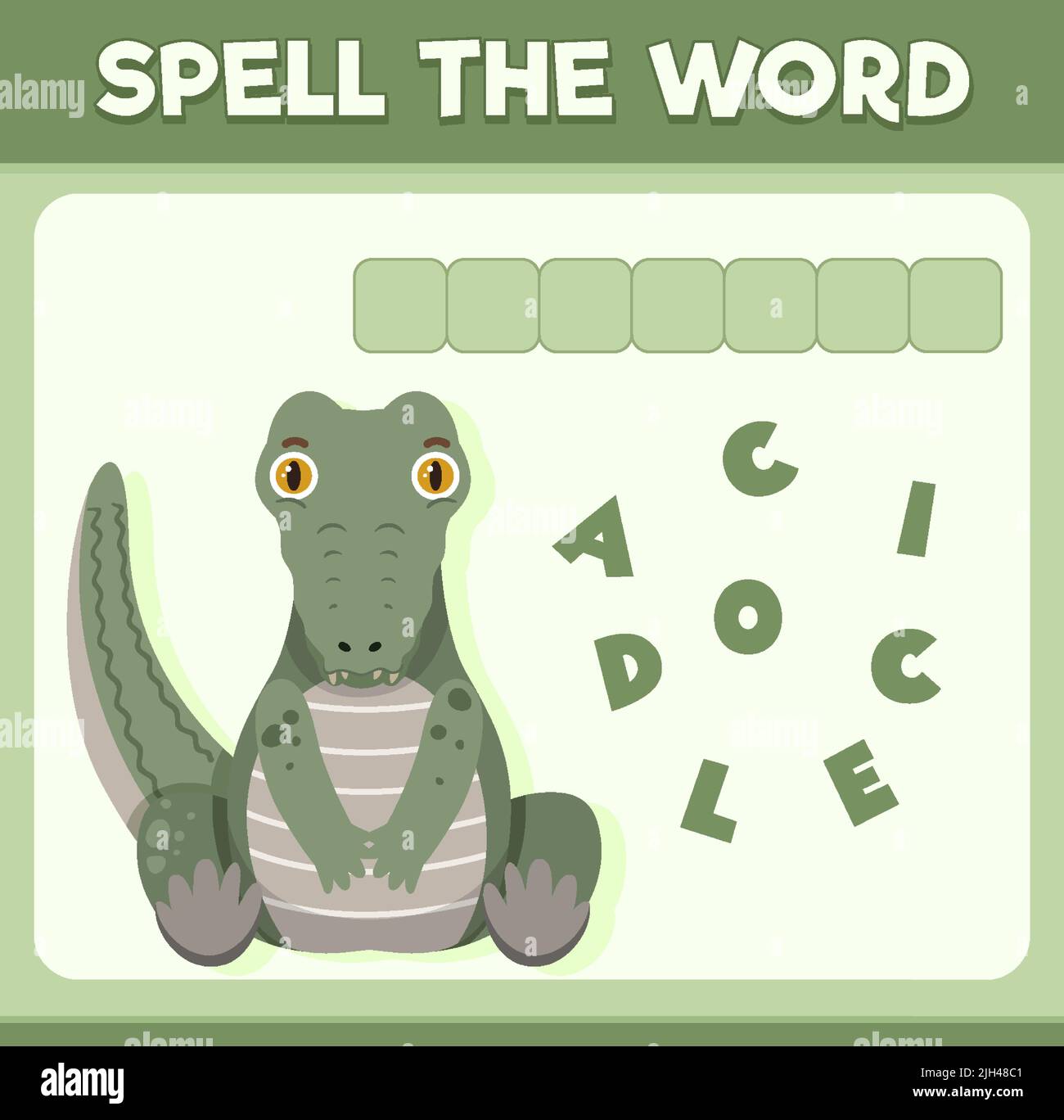 Jeu de mots d'orthographe avec illustration de mot crocodile Illustration de Vecteur