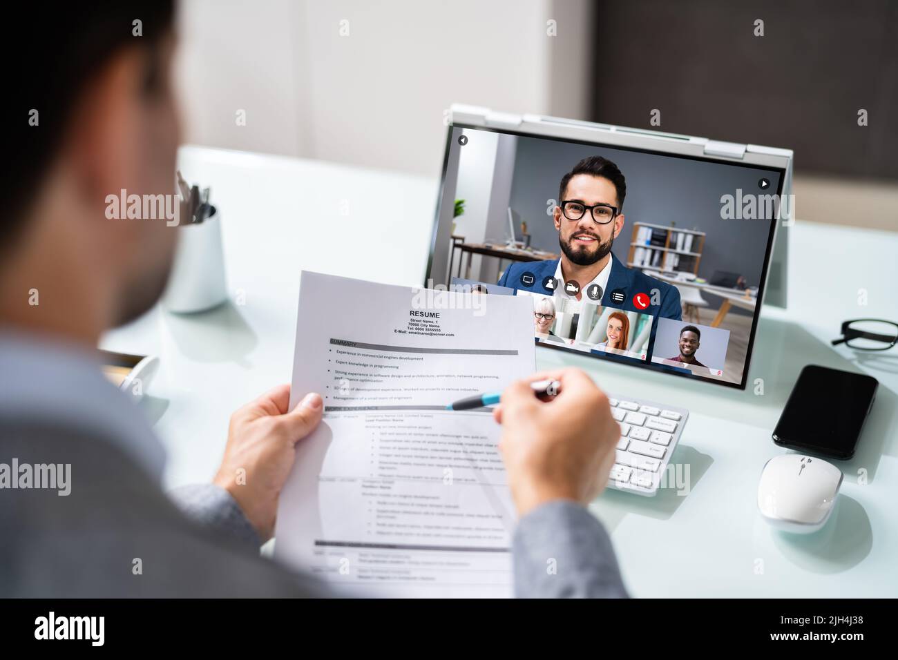 Webcast sur les entretiens d'embauche virtuels à l'aide de la vidéoconférence en ligne Banque D'Images