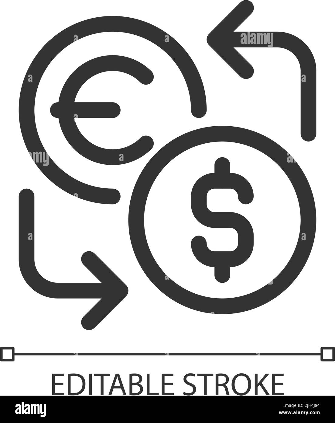 Icône d'interface utilisateur linéaire Perfect pixel du change de devises Illustration de Vecteur