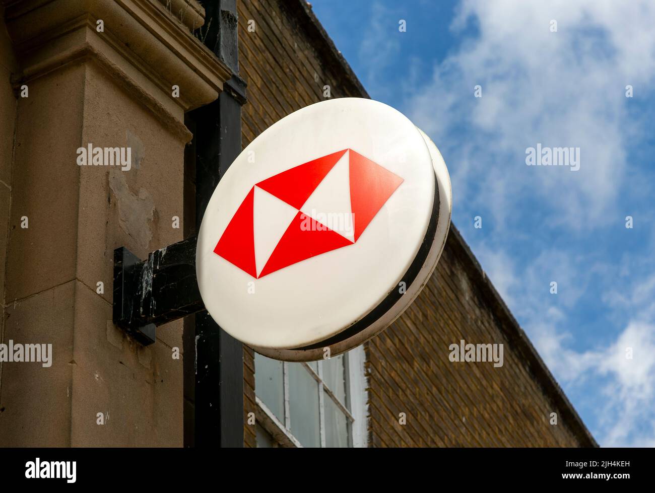 Affiche murale pour la succursale de la banque HSBC à High Street, Royaume-Uni Banque D'Images