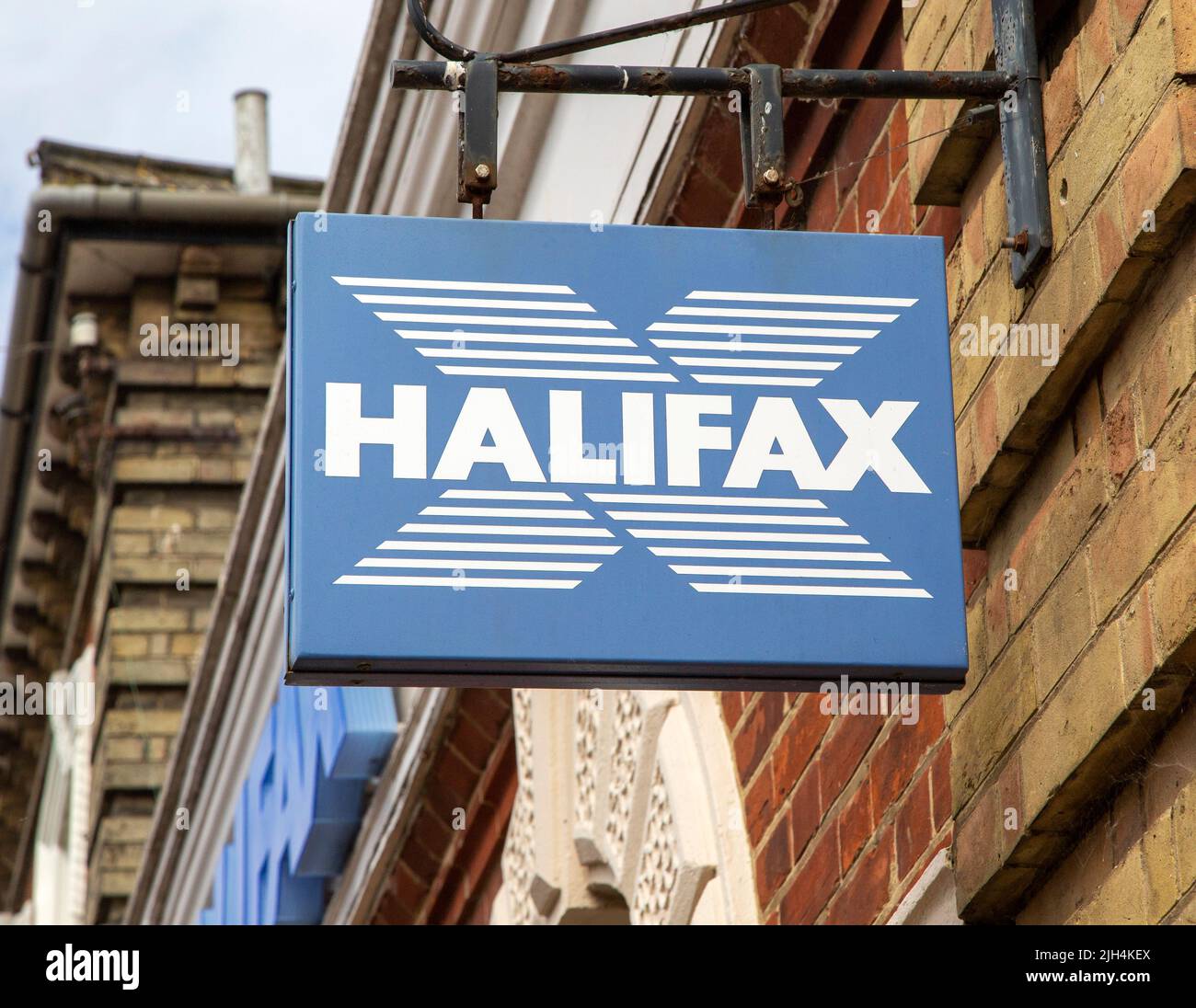 Affiche murale pour la succursale de la banque de Halifax sur High Street, au Royaume-Uni Banque D'Images