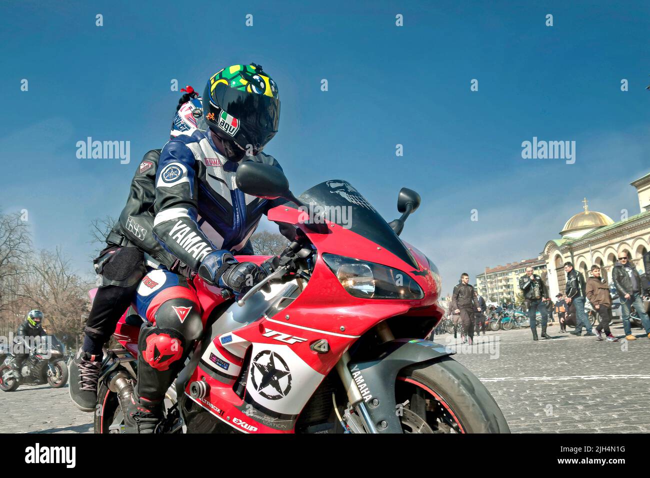 Rencontre traditionnelle des motocyclistes le premier jour du printemps,Sofia,Bulgarie,Europe, Banque D'Images