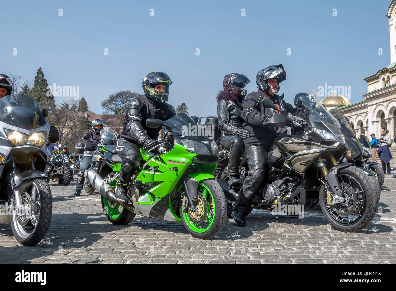 Rencontre traditionnelle des motocyclistes le premier jour du printemps,Sofia,Bulgarie,Europe, Banque D'Images