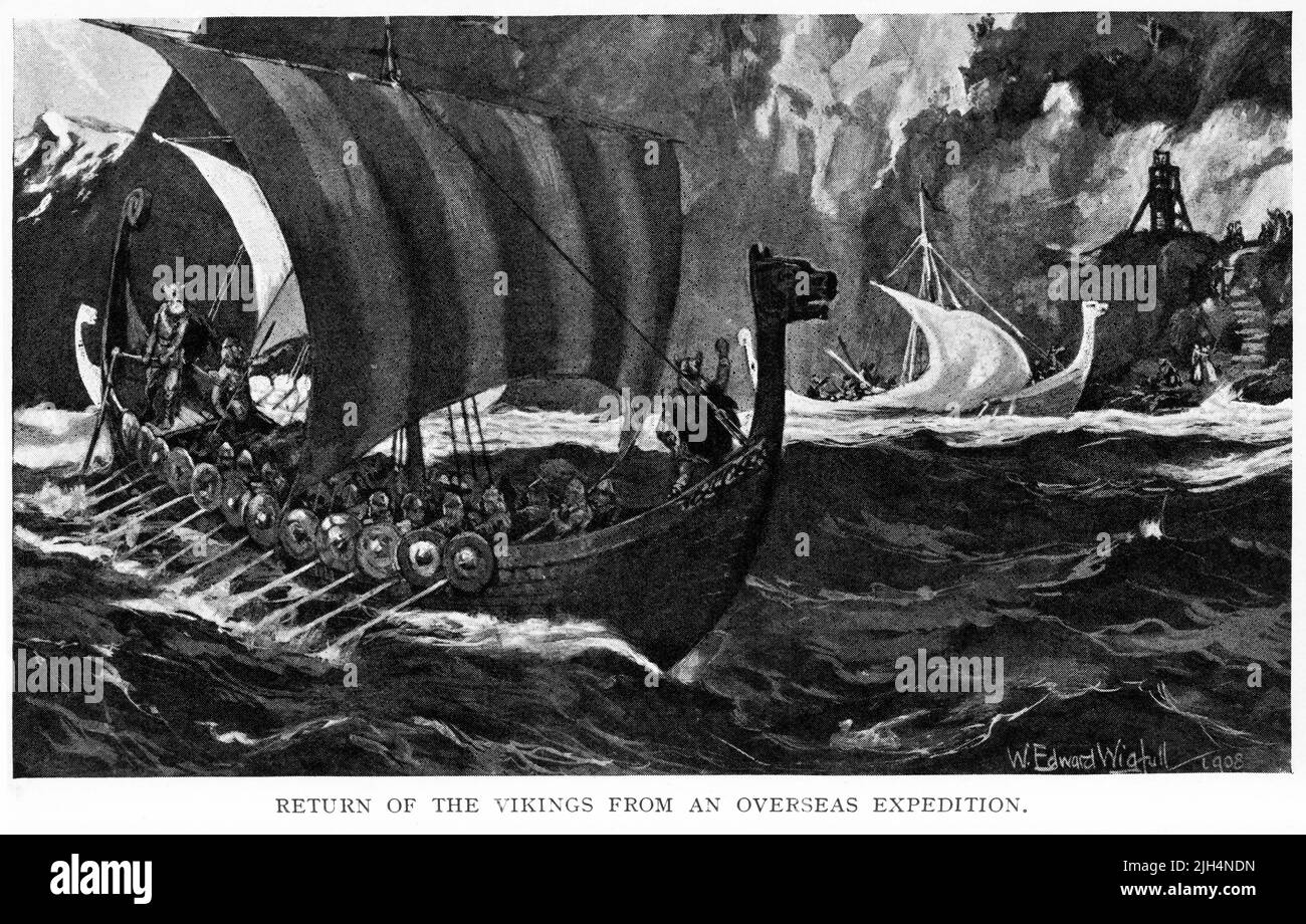 les vikings reviennent d'une expédition de raiding Banque D'Images