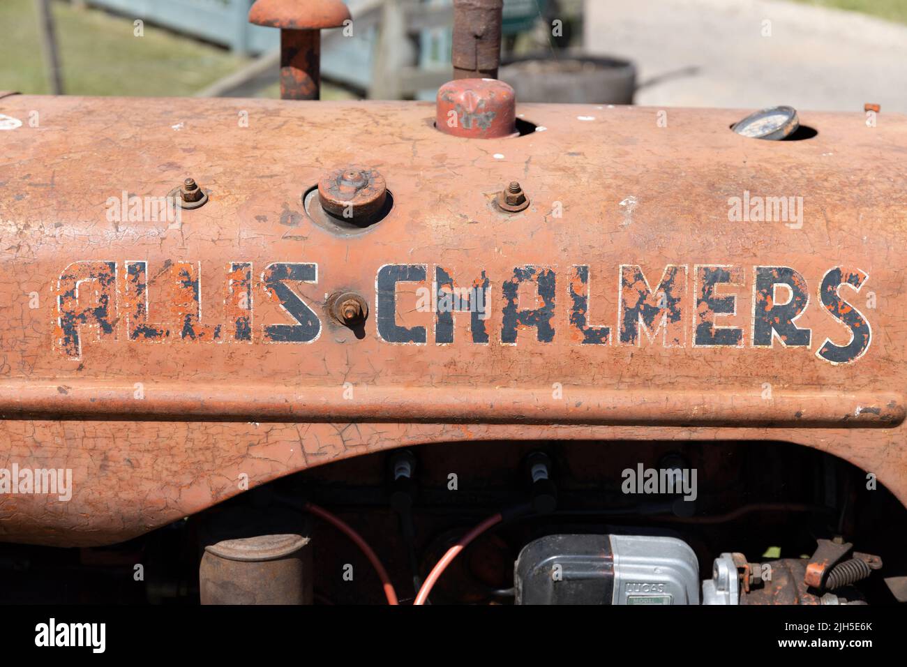 Logo Allis Chalmers sur tracteur d'époque Banque D'Images