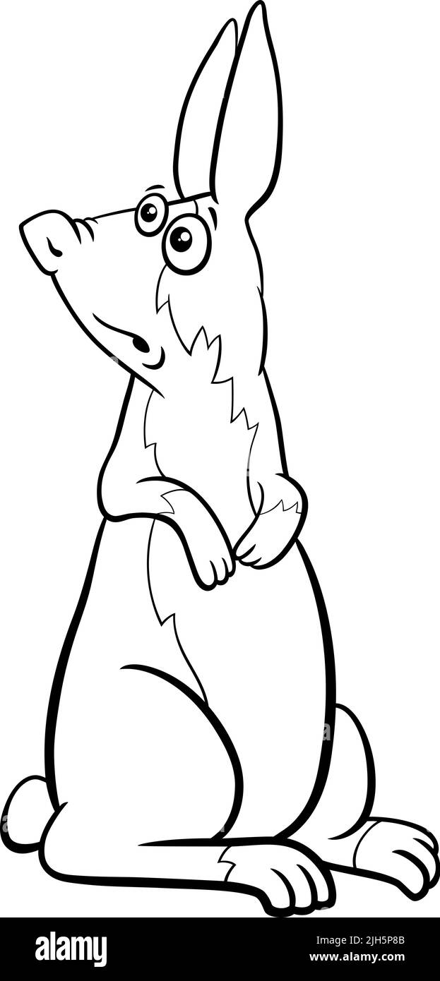 Dessin animé noir et blanc illustration de drôle nain lapin personnage d'animal de bande dessinée debout page de coloriage Illustration de Vecteur