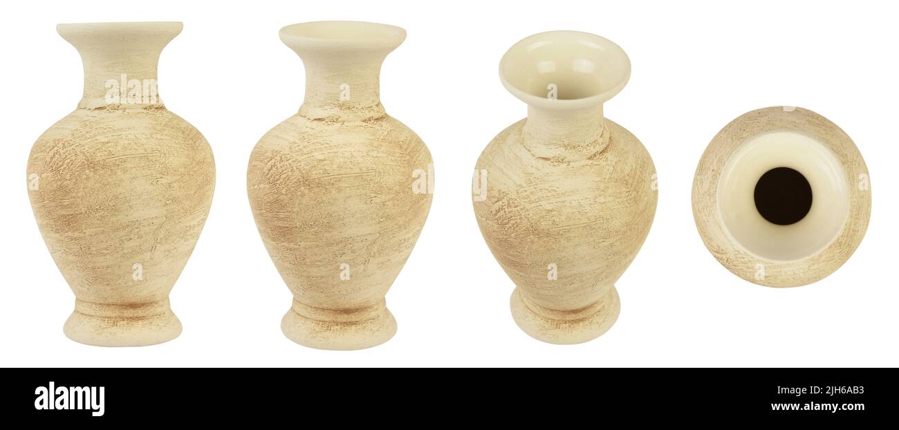 Définir les vases de fleur différents angles isolés sur fond blanc. Banque D'Images